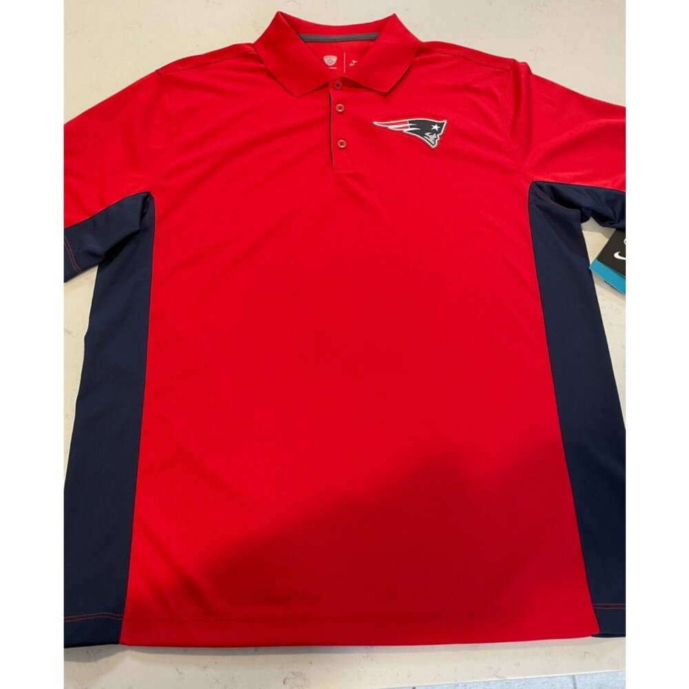 NIKE NFL New England Patriots Dri Fit Team Issue Training Red Blue Polo L